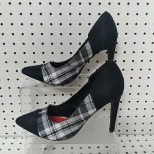 Penny Loves Kenny Black Women's Shoes| Plaid Pump Stiletto 4" High Heel  Sz 8.5M